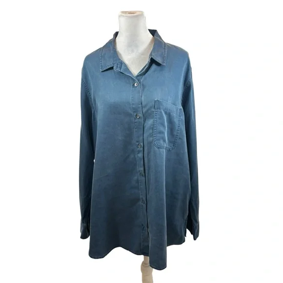 Brand new with Tags Ladies‎ Old Navy Relaxed Tencel® Shirt Blue Size XL - Picture 4 of 15